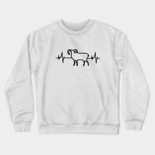 Mouflon heartbeat hunting animal ram hunter antlers Crewneck Sweatshirt